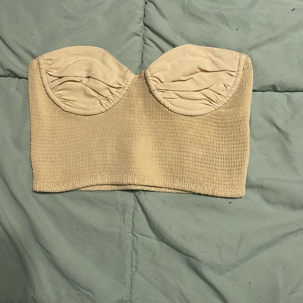 Beige Strapless Bustier Top